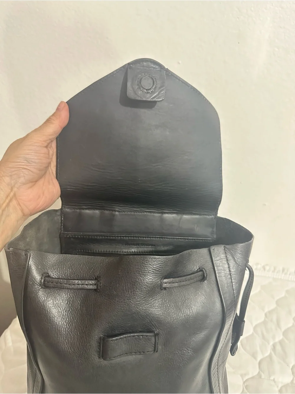 Loeffler Randall Black Leather Backpack with Top Handle